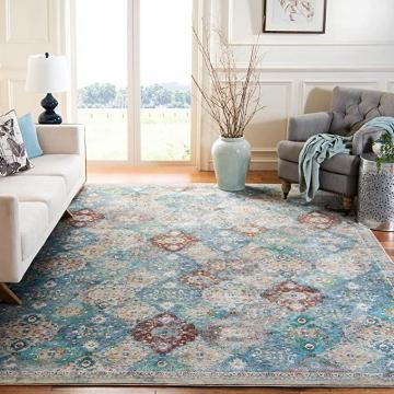 Safavieh Luxor Collection LUX329A Handmade Boho Chic Area Rug, 5'3" x 7'7", Ivory Turquoise