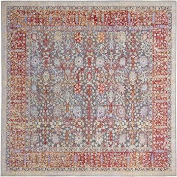 Safavieh Provance Collection PRV183Q Boho Chic Cotton Area Rug, 6'7" x 6'7" Square, Red Black
