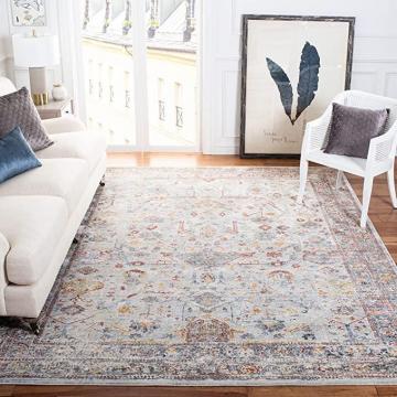 Safavieh History Collection HIS509F Vintage Distressed Area Rug, 8' x 10', Light Grey Rust