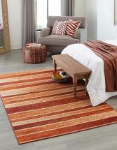 Unique Loom Autumn Collection Casual Warm Toned Rustic Striped Area Rug, 5'0 x 8'0, Rust Red/Beige