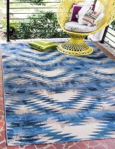 Unique Loom Modern Collection Distressed, Abstract, Waves, 10' 0 x 12' 0 Rectangular, Blue/Beige