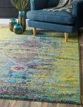Unique Loom Vita Collection Saturated Over-Dyed Traditional Gradient Area Rug, 5x8 ft, Olive/Yellow