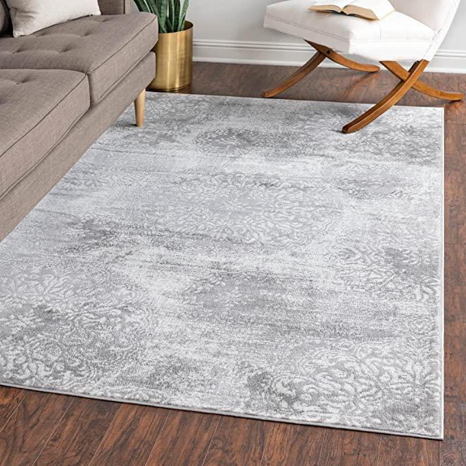 Unique Loom Sofia Collection Traditional Vintage Light Gray Area Rug (9' x 12')