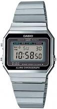 Casio Collection Womens Digital Watch A700WE with Stainless Steel Strap