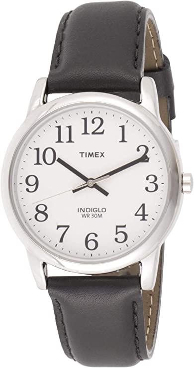 Timex Easy Reader 35 mm Men's Black Leather Indiglo Quartz Watch T20041