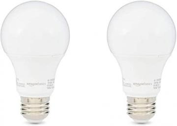 Amazon Basics 60W Equivalent, Soft White, Non-Dimmable A19 LED Light Bulb, 2-Pack, 60 Watt