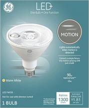GE LED+ Outdoor PAR38 LED Light Bulb with Motion Sensor, 90-Watt Replacement, Warm White, 1-Pack