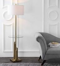 Safavieh FLL4009A Lighting Collection Ambrosio 61" Brass and Gold Side Table Floor Lamp