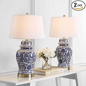 Safavieh Lighting Collection Arwen Blue/White 31-inch Table Lamp (Set of 2)