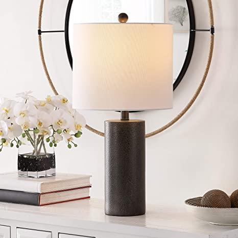 Safavieh Lighting Collection Nori Dark Grey Cylinder 24-inch Table Lamp