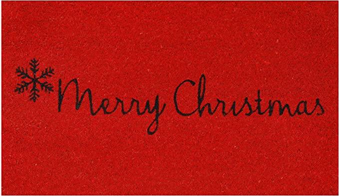 Calloway Mills 101782436 Red Merry Christmas Doormat, 24" x 36", Red/Black
