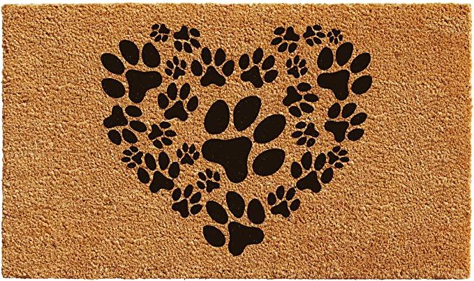 Calloway Mills 102142436 Heart Paws Doormat, 24" x 36" Natural/Black