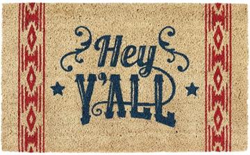 DII Natural Coir Doormat, Decorative Hello Mat, Hey Y'all, 18x30