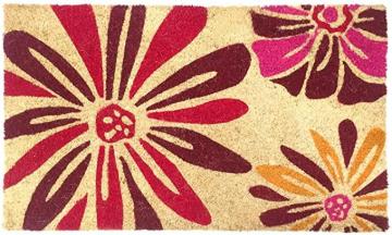 DII Floral Design Collection Natural Coir Doormat, 18x30, Bright Daisies