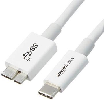 Amazon Basics USB Type-C to Micro-B 3.1 Gen2 Charger Cable - 3 Feet (0.9 Meters) - White