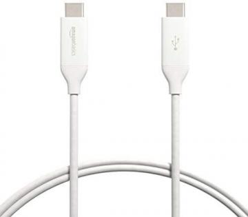 Amazon Basics 100W USB-C to USB-C 3.1 Gen 1 Cable with Power Delivery - 3-Foot, White