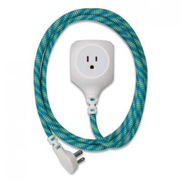 360 Electrical Habitat Accent Collection Braided AC/USB Extension Cord, 6 ft, 13 A, Mint Julep