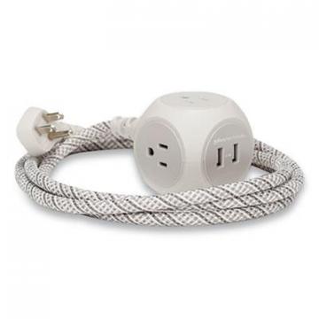 360 Electrical Habitat Premium Extension Cord + USB, 6 ft Braided Cord, 13 A, French Gray