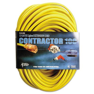 CCI Vinyl Outdoor Extension Cord, 100 Ft, 15 Amp, Yellow