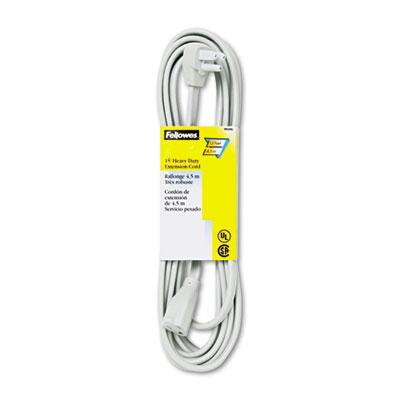 Fellowes Indoor Heavy-Duty Extension Cord, 3-Prong Plug, 1-Outlet, 15ft Length, Gray