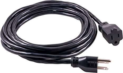 GE, Black, 15 Foot Extension Cord, Heavy Duty, 16AWG, Indoor/Outdoor Use