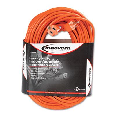 Innovera Indoor/Outdoor Extension Cord, 100ft, Orange