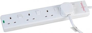 PRO ELEC PL15353 10 m Switched Surge Protected Extension Lead - White