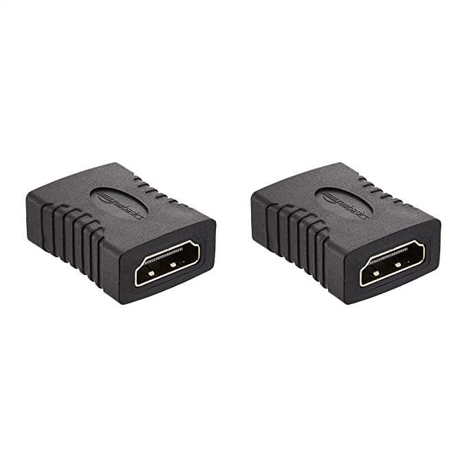 Amazon Basics HDMI Coupler (2 Pack), 29 x 22mm, Black