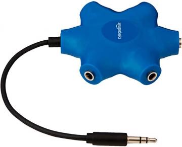 Amazon Basics 5-Way Multi Headphone Splitter, Blue
