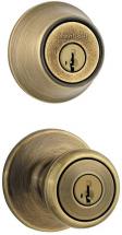 Kwikset 690 Tylo Entry Knob and Single Cylinder Deadbolt Combo Pack in Antique Brass