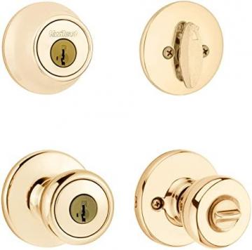 Kwikset 690 Tylo Entry Knob and Single Cylinder Deadbolt Combo Pack in Polished Brass