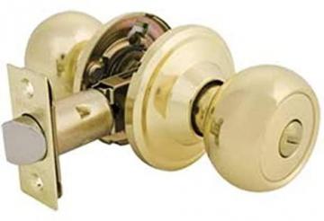 Master Lock CAC0303 Residential Knob Lockset, Modified Ball Knob, Privacy Lock, Polished Brass
