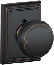 Schlage F170 AND 716 ADD Andover Door Knob w/Addison Trim One Sided Non-Turning Handle, Aged Bronze