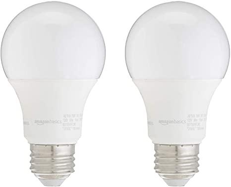 Amazon Basics 75W Equivalent, Daylight, Dimmable, A19 LED Light Bulb | 2-Pack
