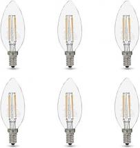 Amazon Basics 60W Equivalent, Clear, Soft White, Dimmable, B11 (E12 Base) LED Light Bulb | 6-Pack