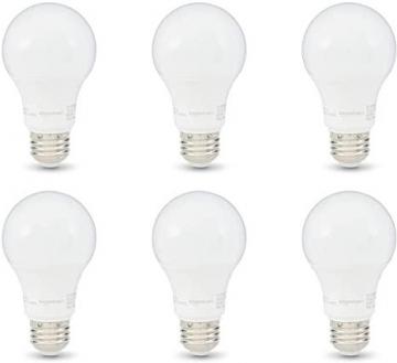 Amazon Basics 60W Equivalent, Soft White, Dimmable, A19 LED Light Bulb | 6-Pack