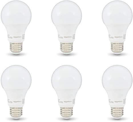 Amazon Basics 40W Equivalent, Soft White, Non-Dimmable, A19 LED Light Bulb | 6-Pack