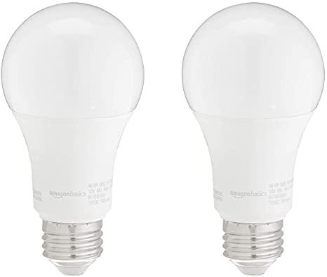 Amazon Basics 100W Equivalent, Daylight, Non-Dimmable, A19 LED Light Bulb | 2-Pack