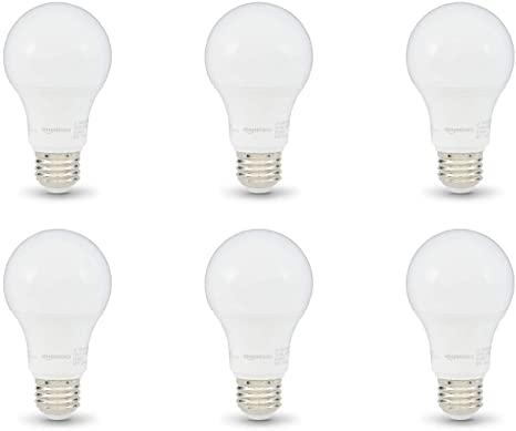 Amazon Basics 60W Equivalent, Daylight, Dimmable, A19 LED Light Bulb | 6-Pack