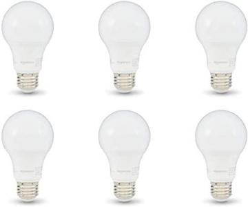 Amazon Basics 60W Equivalent, Daylight, Dimmable, A19 LED Light Bulb | 6-Pack