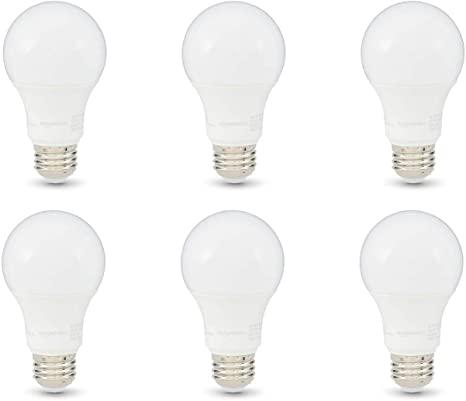 Amazon Basics 75W Equivalent, Soft White, Dimmable, A19 LED Light Bulb | 6-Pack