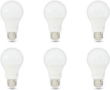 Amazon Basics 75W Equivalent, Daylight, Dimmable, A19 LED Light Bulb | 6-Pack