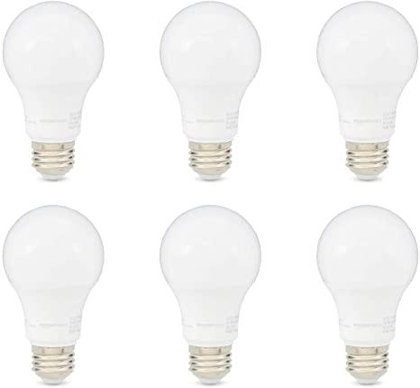 Amazon Basics 60W Equivalent, Daylight, Dimmable, CEC Compliant, A19 LED Light Bulb | 6-Pack