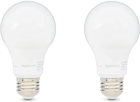 Amazon Basics 60W Equivalent, Daylight, Dimmable, A19 LED Light Bulb | 2-Pack