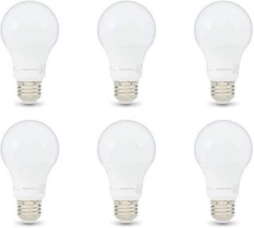 Amazon Basics 60W Equivalent, Soft White, Dimmable, CEC Compliant, A19 LED Light Bulb | 6-Pack