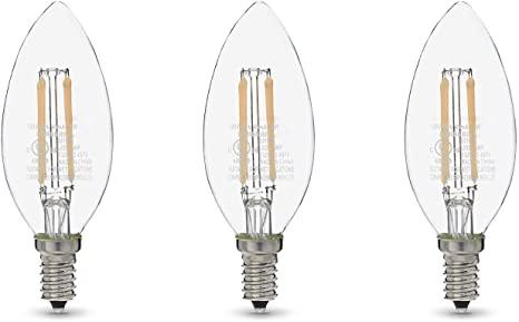 Amazon Basics 60W Equivalent, Clear, Soft White, Dimmable, B11 (E12 Base) LED Light Bulb | 3-Pack