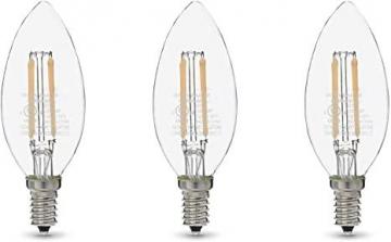 Amazon Basics 60W Equivalent, Clear, Soft White, Dimmable, B11 (E12 Base) LED Light Bulb | 3-Pack