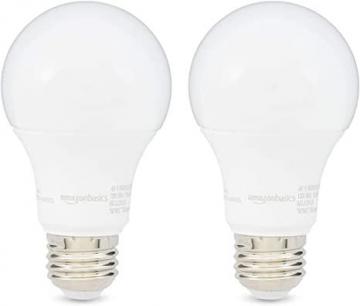 Amazon Basics 60W Equivalent, Soft White, Dimmable, A19 LED Light Bulb | 2-Pack