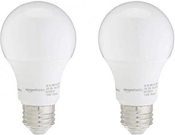 Amazon Basics 40W Equivalent, Daylight, Dimmable, A19 LED Light Bulb | 2-Pack