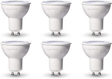 Amazon Basics 50W Equivalent, 3000K White, Dimmable, MR16 (GU10 base) LED Light Bulb | 6-Pack
